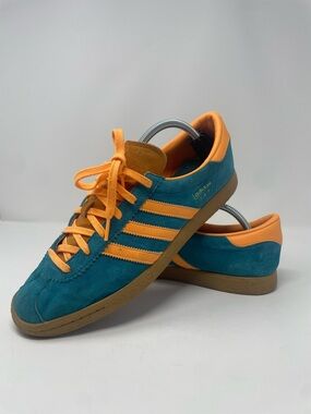 Adidas Stadt Men's Teal & Orange Suede Samba Sneakers size 11
